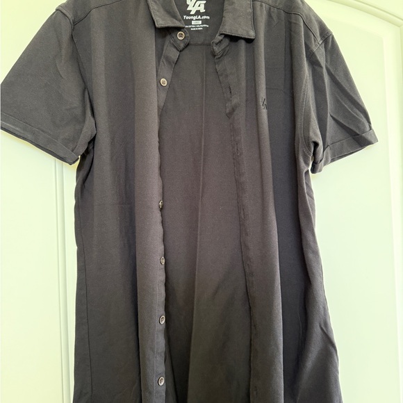 YoungLA Men's Black Casual Button Down Shirt - Picture 1 of 3